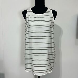 Kenar Sleeveless Stripe Button Back Blouse Size M Women’s White